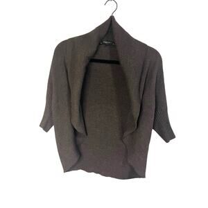 Lafayette 148 Women's Brown Wool Shrug Cardigan Sweater 3/4 Batwing Sleeves sz M